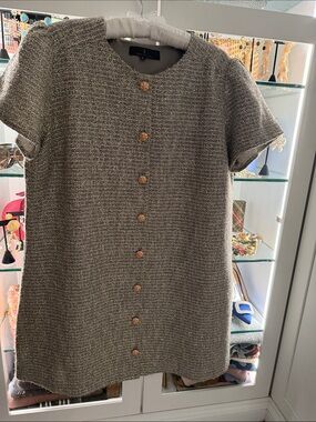 Abbey Glass Tweed Button-Front Dress
